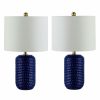 Lamps * | Jace 22 In. Navy Blue Table Lamp With White Shade (Set Of 2) By Safavieh