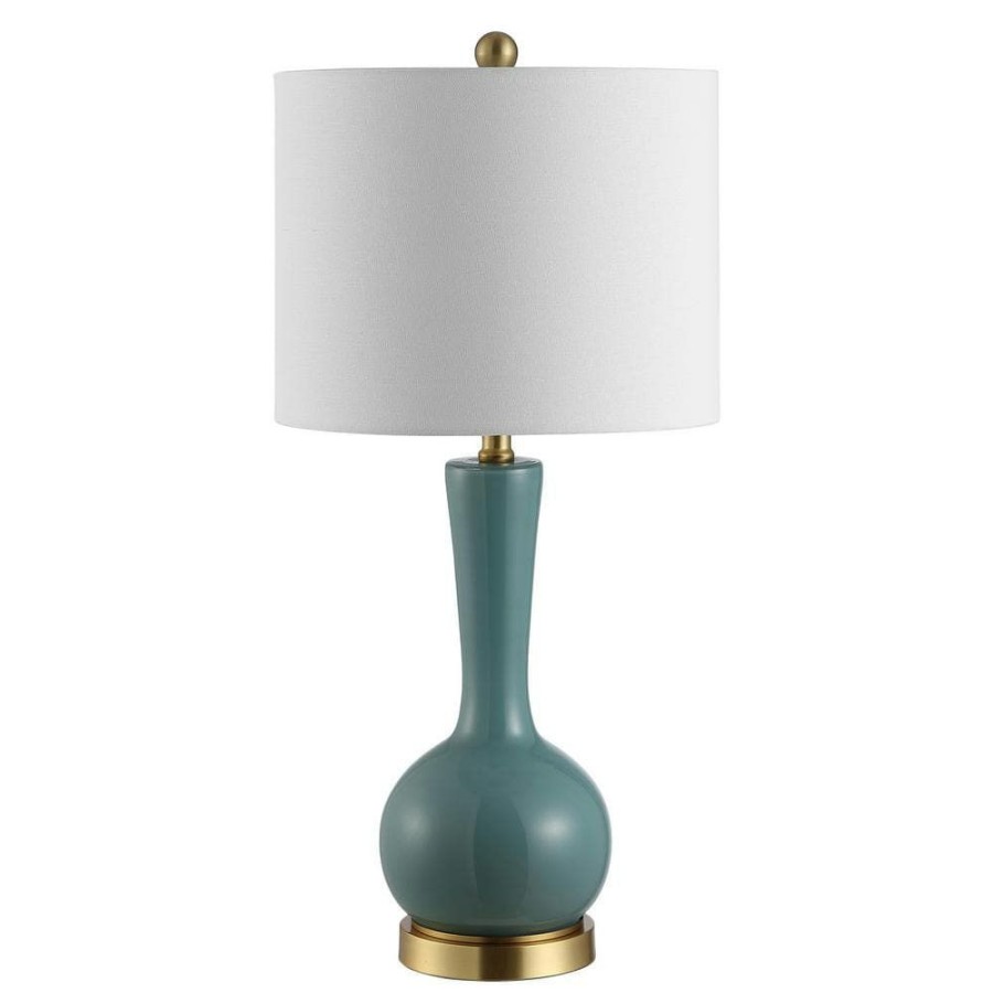 Lamps * | Gaetna 27 In. Blue Table Lamp With White Shade By Safavieh