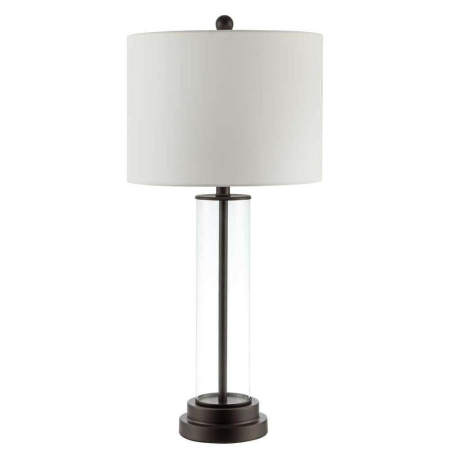 Lamps * | Cassian 26 In. Clear Table Lamp With White Shade By Safavieh