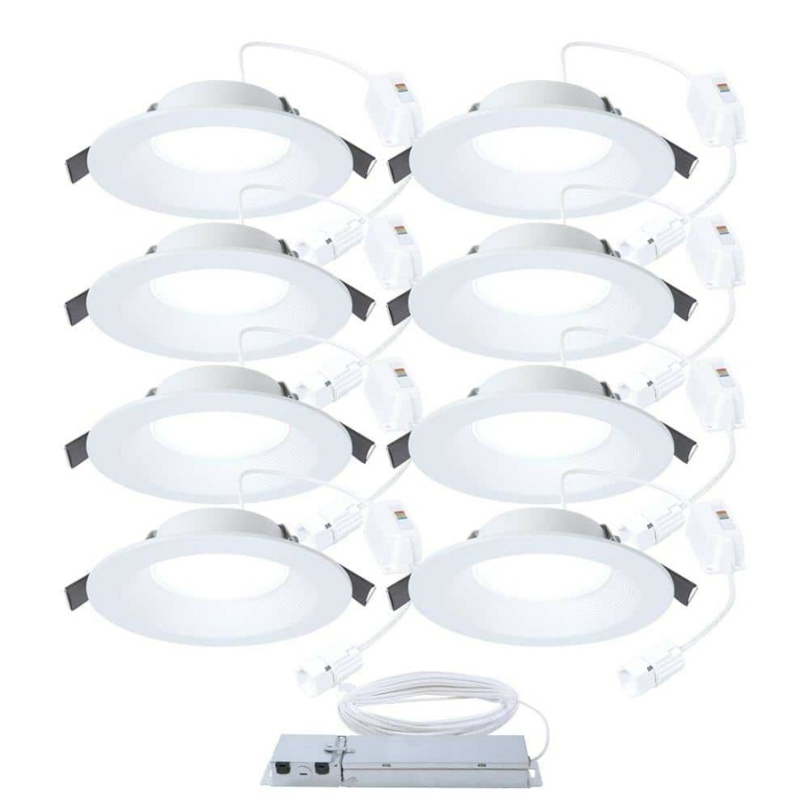 Recessed Lighting * | Quicklink 6, 6 In. 2700K-5000K Selectable Cct Integrated Led Recessed Light Baffle Trim In White (8-Pack) By Halo