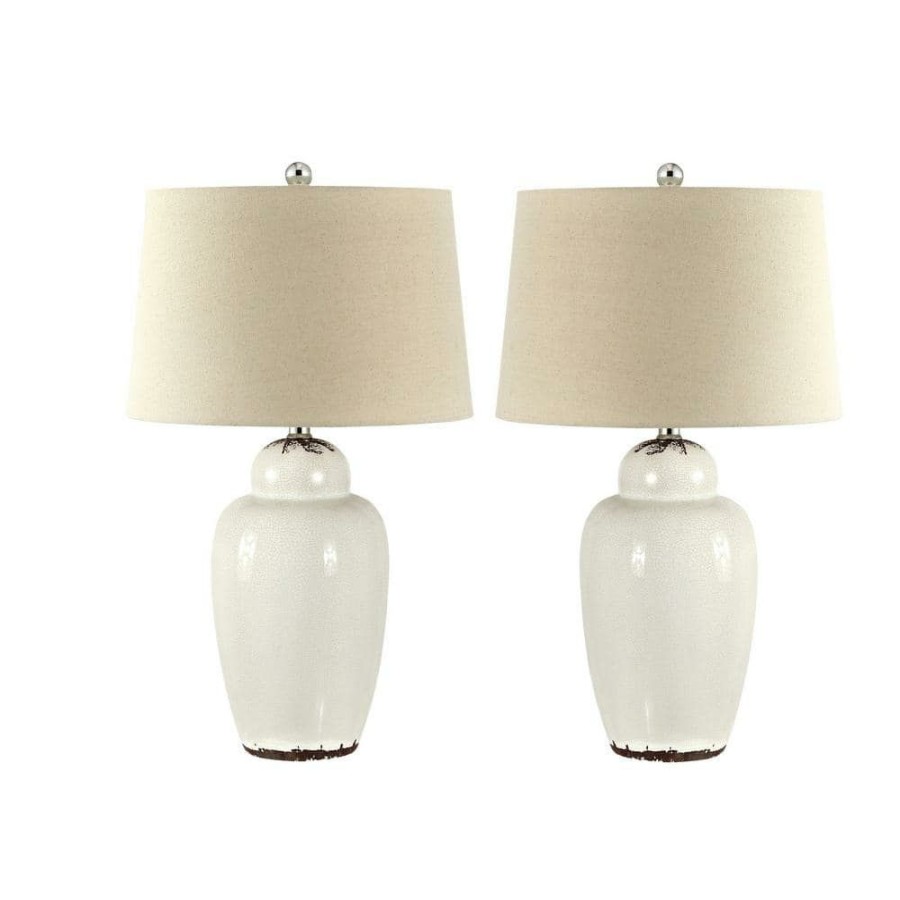 Lamps * | Emerly 21.5 In. Antique White Table Lamp With Oatmeal Shade (Set Of 2) By Safavieh