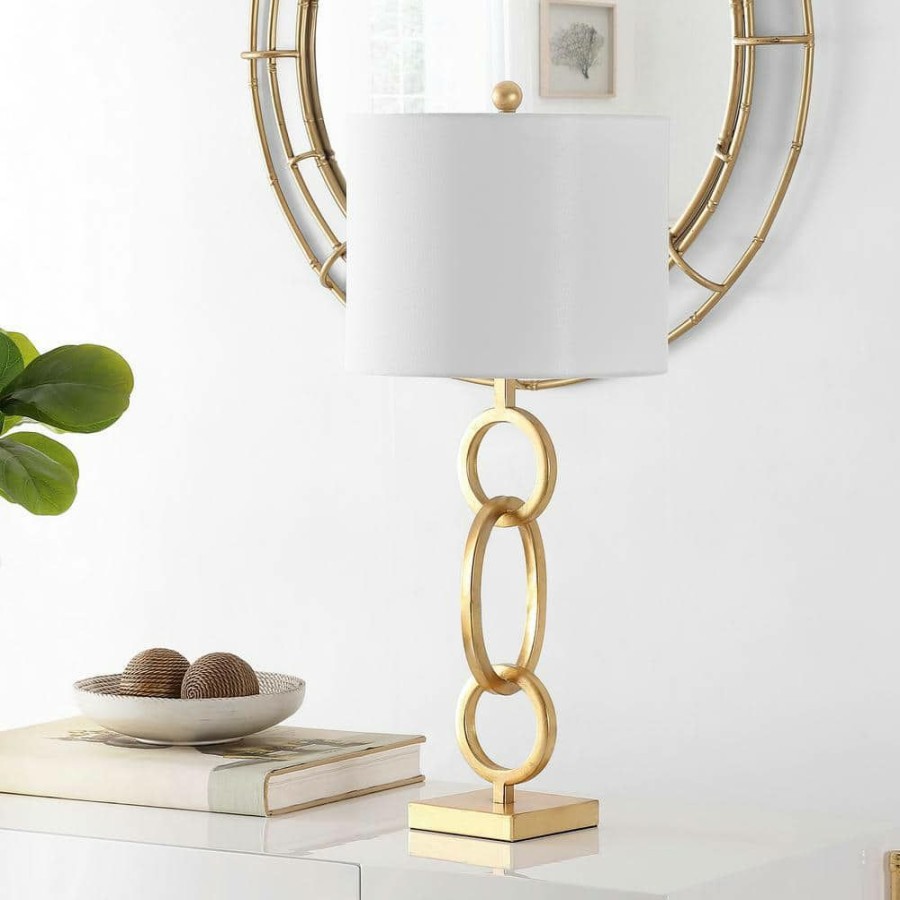 Lamps * | Alaia 29.5 In. Gold Table Lamp With White Shade By Safavieh