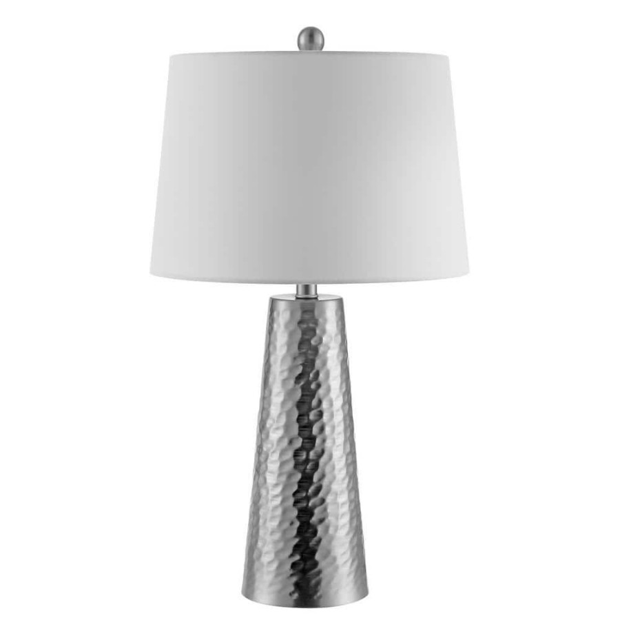 Lamps * | Batul 30 In. Nickel Table Lamp With White Shade By Safavieh