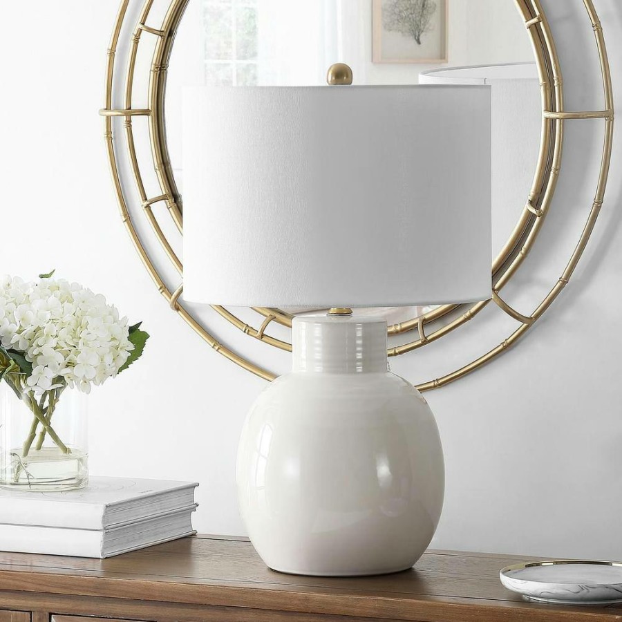 Lamps * | Syra 24 In. Ivory Table Lamp With White Shade By Safavieh