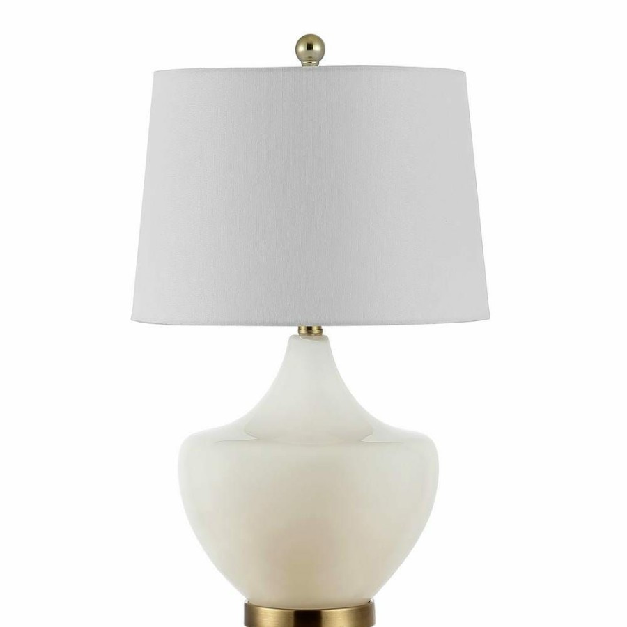 Lamps * | Demra 25 In. White Table Lamp With White Shade By Safavieh