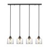 Chandeliers * | 37 In. 4-Light Bronze Farmhouse Kitchen Island Pendant Light With Drum Glass Shade By Kawoti