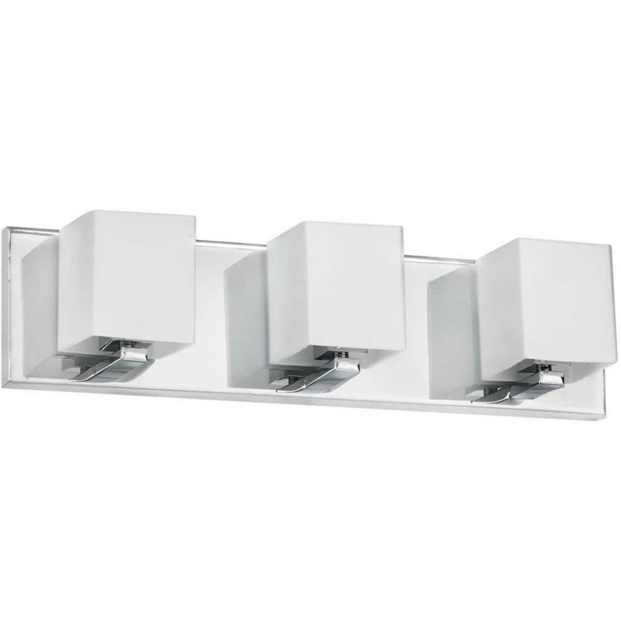 Vanity Lighting * | Nella 3-Light Polished Chrome Vanity Light With Frosted White Glass By Radionic Hi Tech