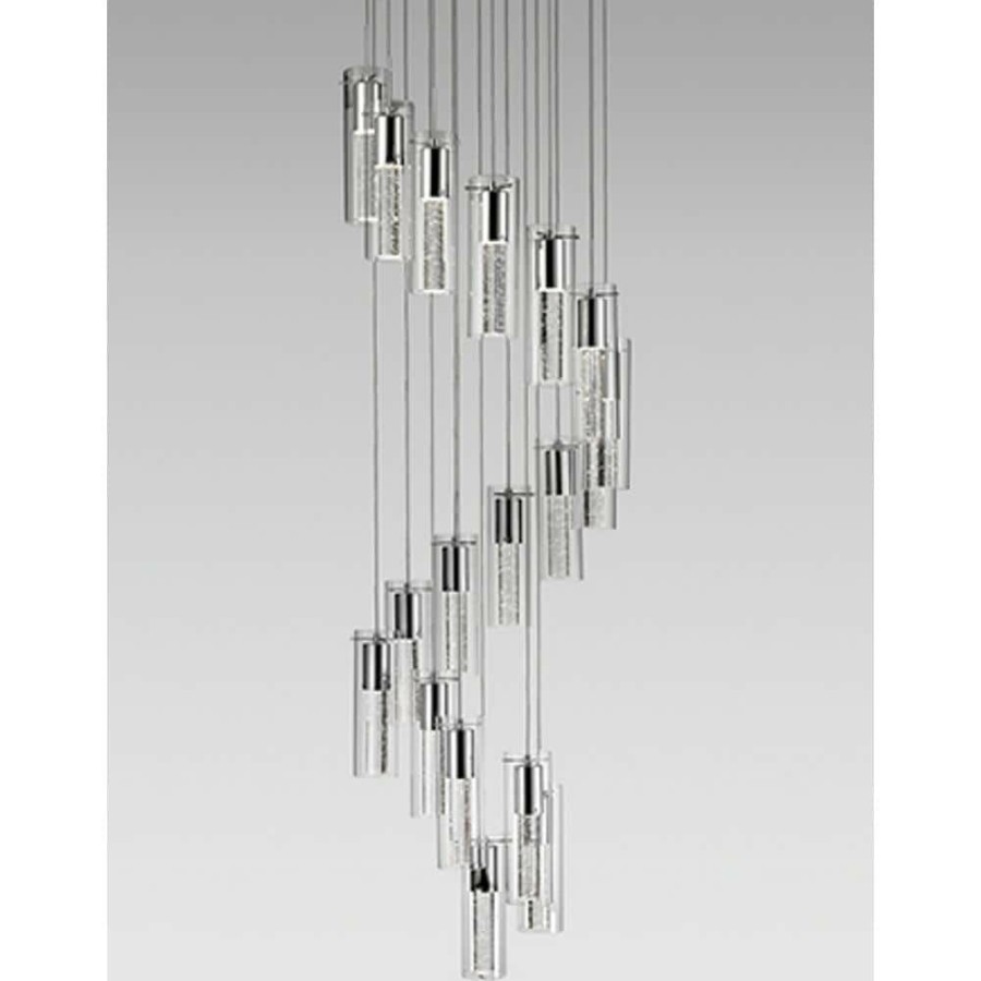 Chandeliers * | Kara 18-Light 60-Watt Equivalence Chrome Integrated Led Pendant By Radionic Hi Tech