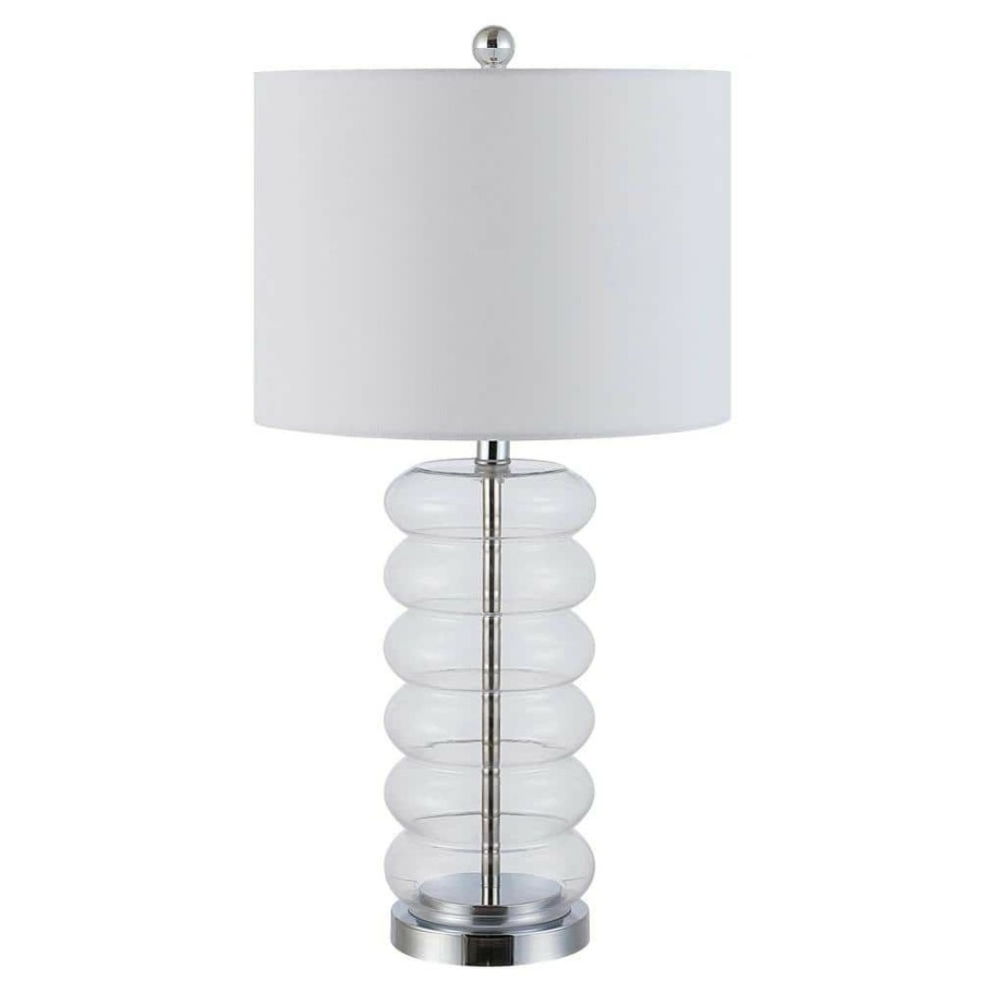 Lamps * | Peli 26.5 In. Clear Table Lamp With White Shade By Safavieh