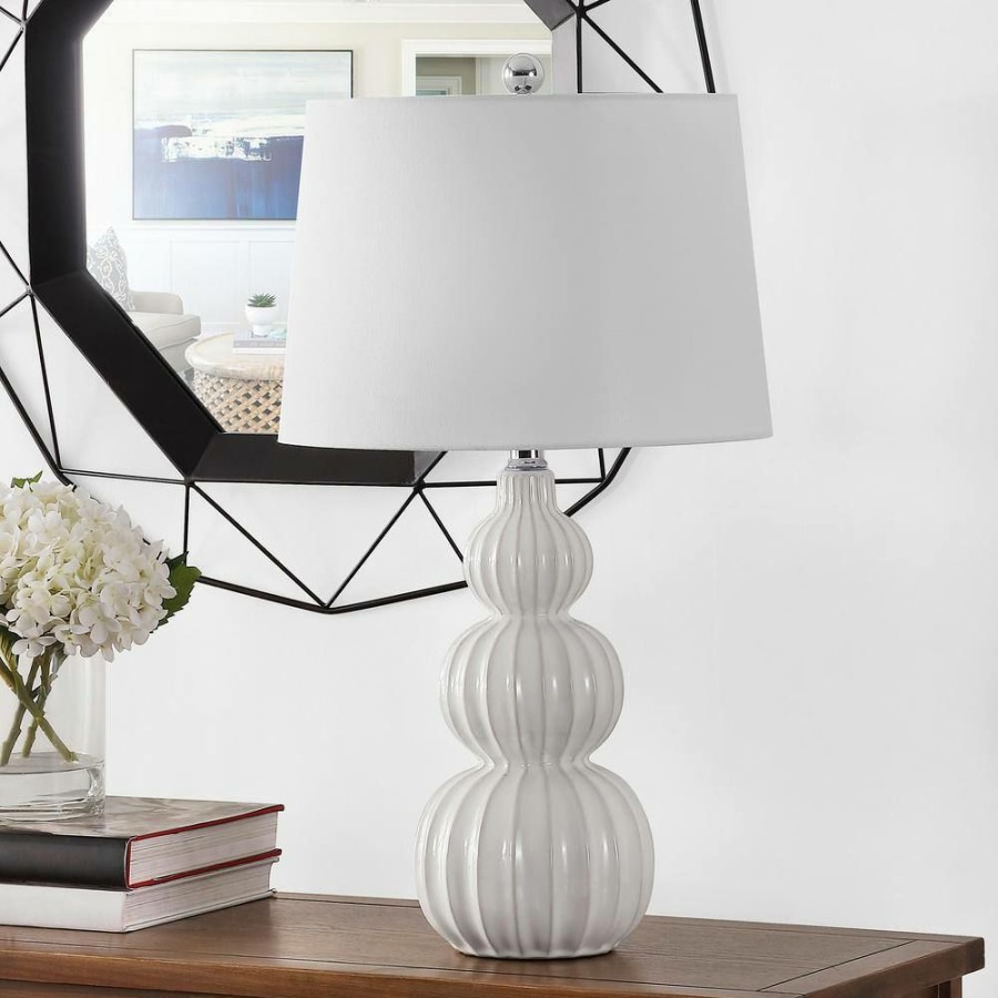 Lamps * | Corina 25.5 In. White Table Lamp With White Shade By Safavieh