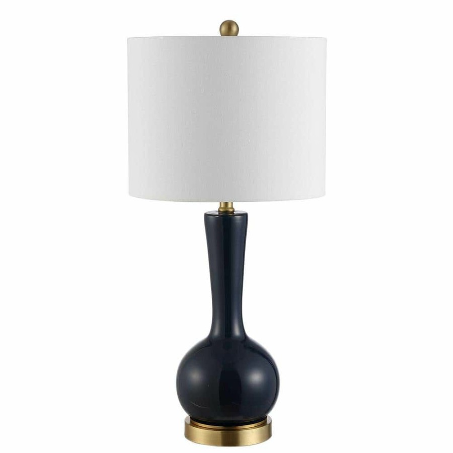 Lamps * | Gaetna 27 In. Navy Table Lamp With White Shade By Safavieh