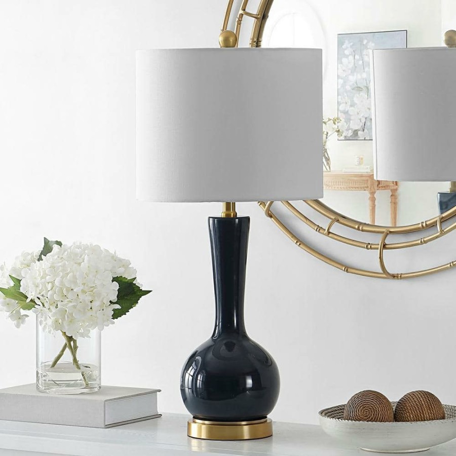 Lamps * | Gaetna 27 In. Navy Table Lamp With White Shade By Safavieh