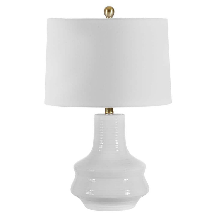 Lamps * | Genra 24 In. Ivory Table Lamp With White Shade By Safavieh