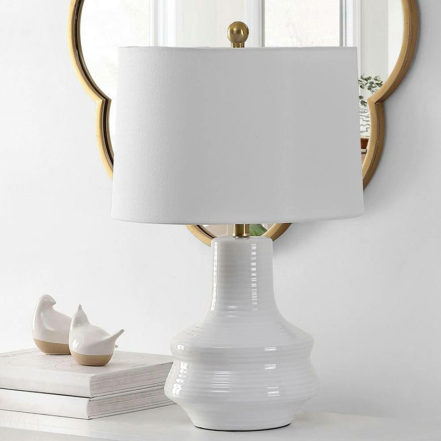 Lamps * | Genra 24 In. Ivory Table Lamp With White Shade By Safavieh