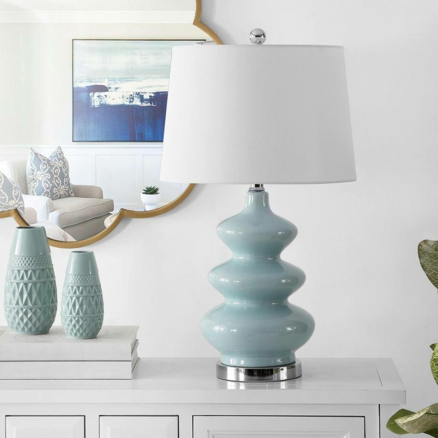 Lamps * | Brielle 27.5 In. Blue Table Lamp With White Shade By Safavieh