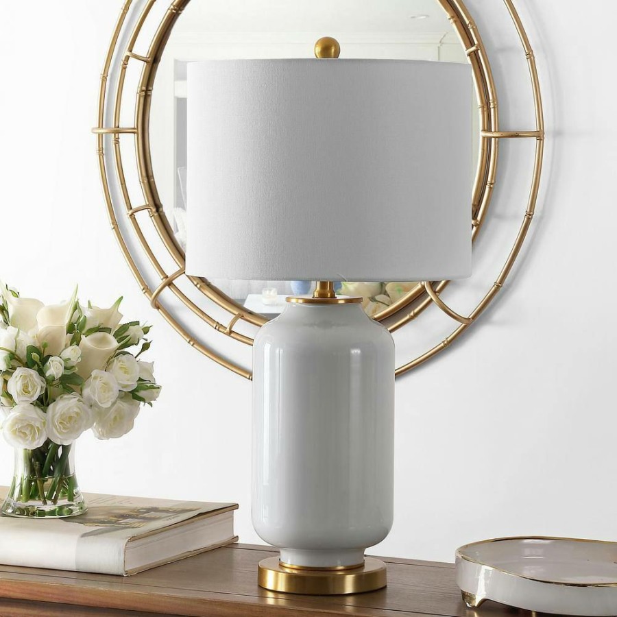 Lamps * | Amaia 26 In. White Table Lamp With White Shade By Safavieh