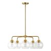 Chandeliers * | 27.75 In. 5-Light Antique Brass Shaded Chandelier With Bubble Glass Shade By Kawoti