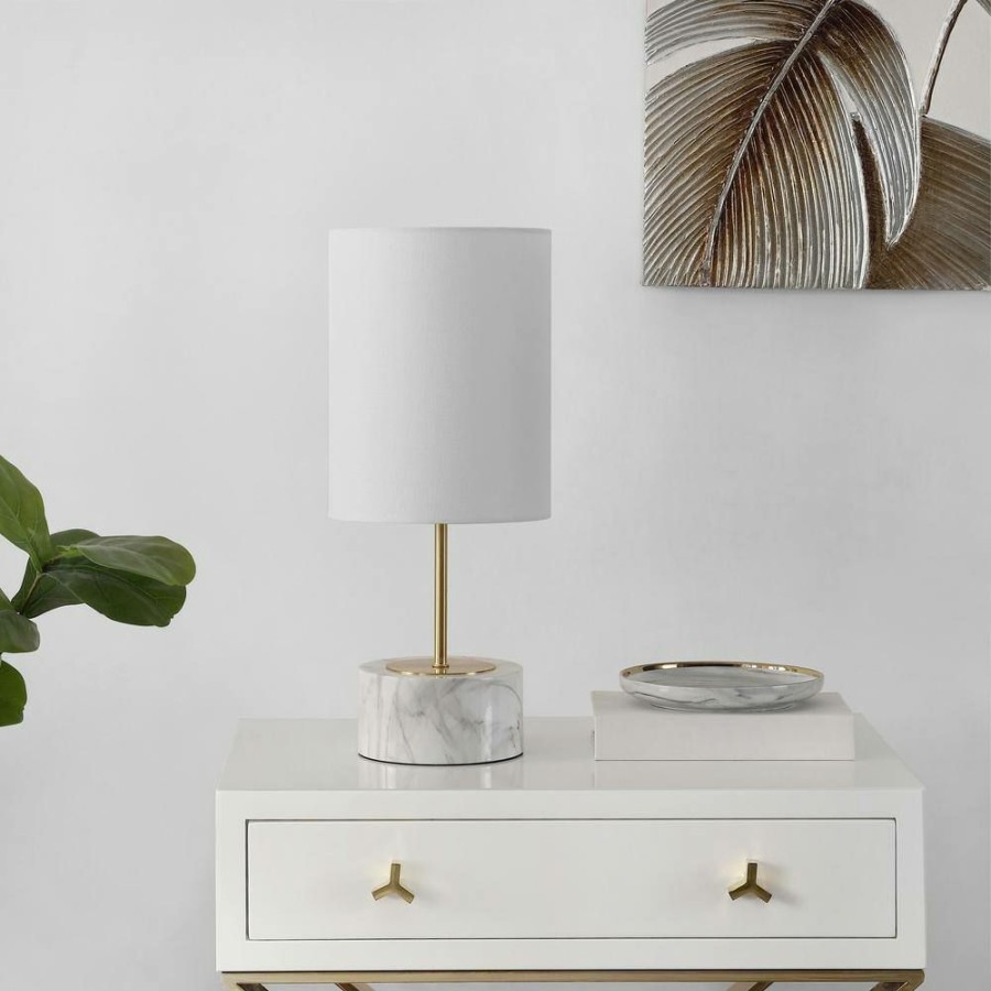 Lamps * | Kamilah 18 In. White Table Lamp With White Shade By Safavieh