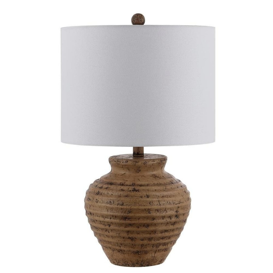 Lamps * | Kamryn 23 In. Brown Table Lamp With White Shade By Safavieh