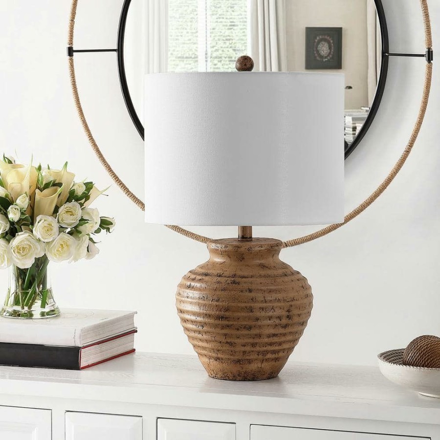 Lamps * | Kamryn 23 In. Brown Table Lamp With White Shade By Safavieh