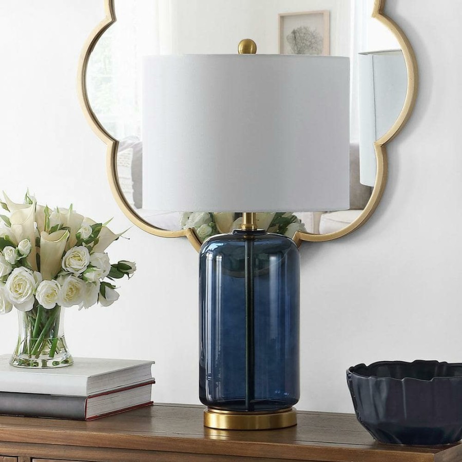 Lamps * | Novah 26 In. Blue Table Lamp With White Shade By Safavieh