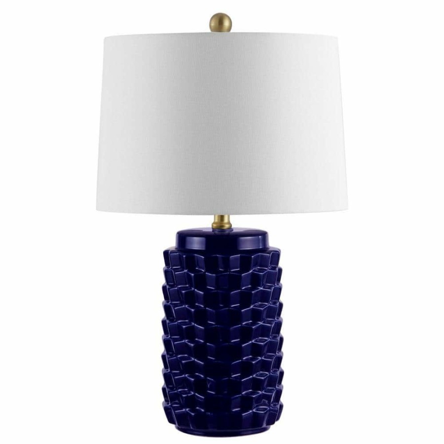 Lamps * | Weldon 22.5 In. Navy Table Lamp With White Shade By Safavieh