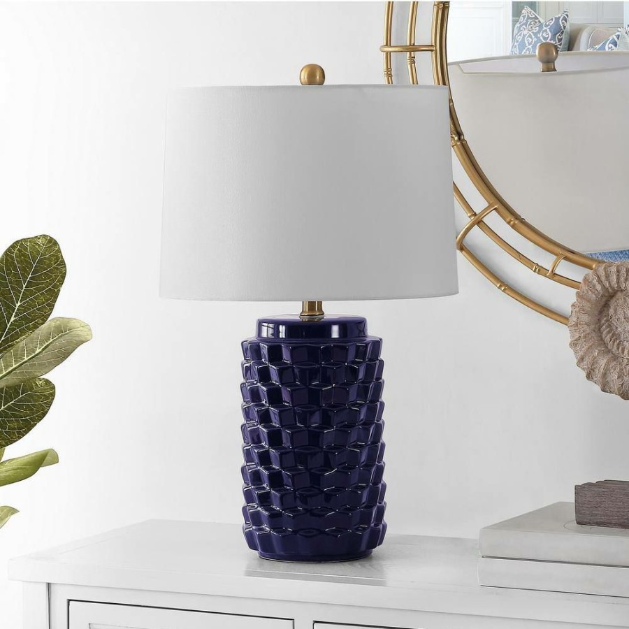 Lamps * | Weldon 22.5 In. Navy Table Lamp With White Shade By Safavieh