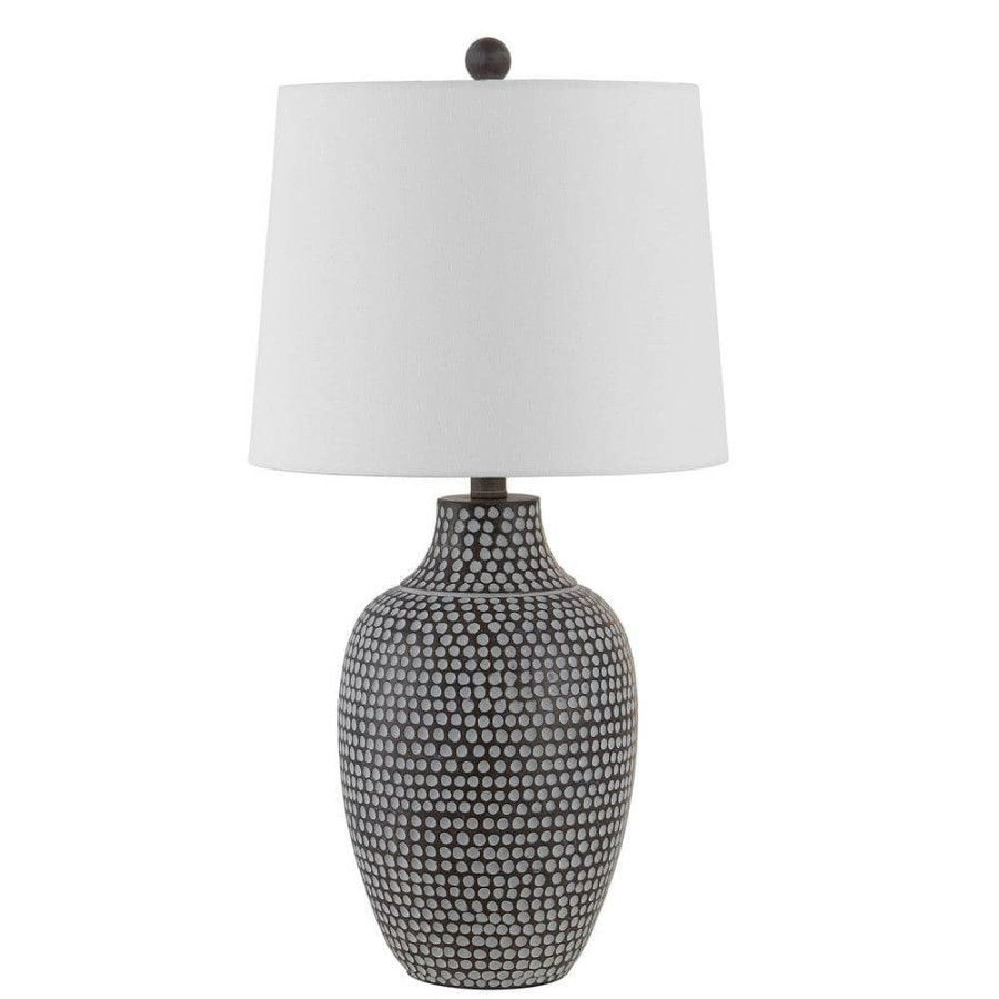 Lamps * | Resler 25 In. Brown Table Lamp With White Shade By Safavieh