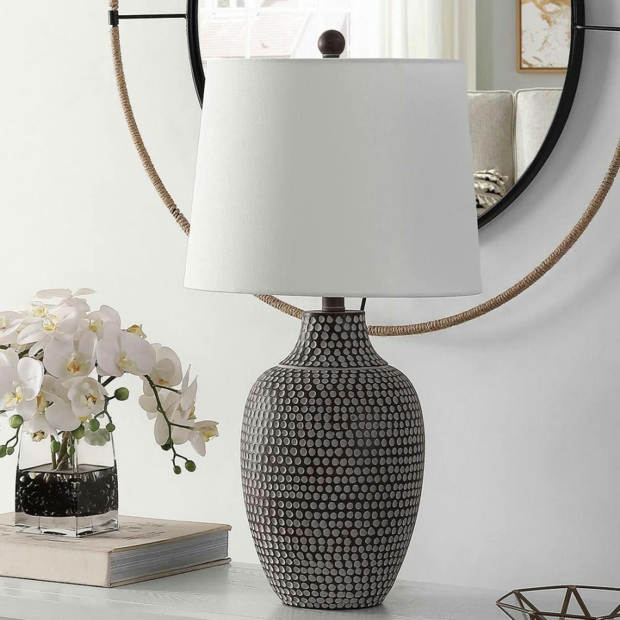 Lamps * | Resler 25 In. Brown Table Lamp With White Shade By Safavieh