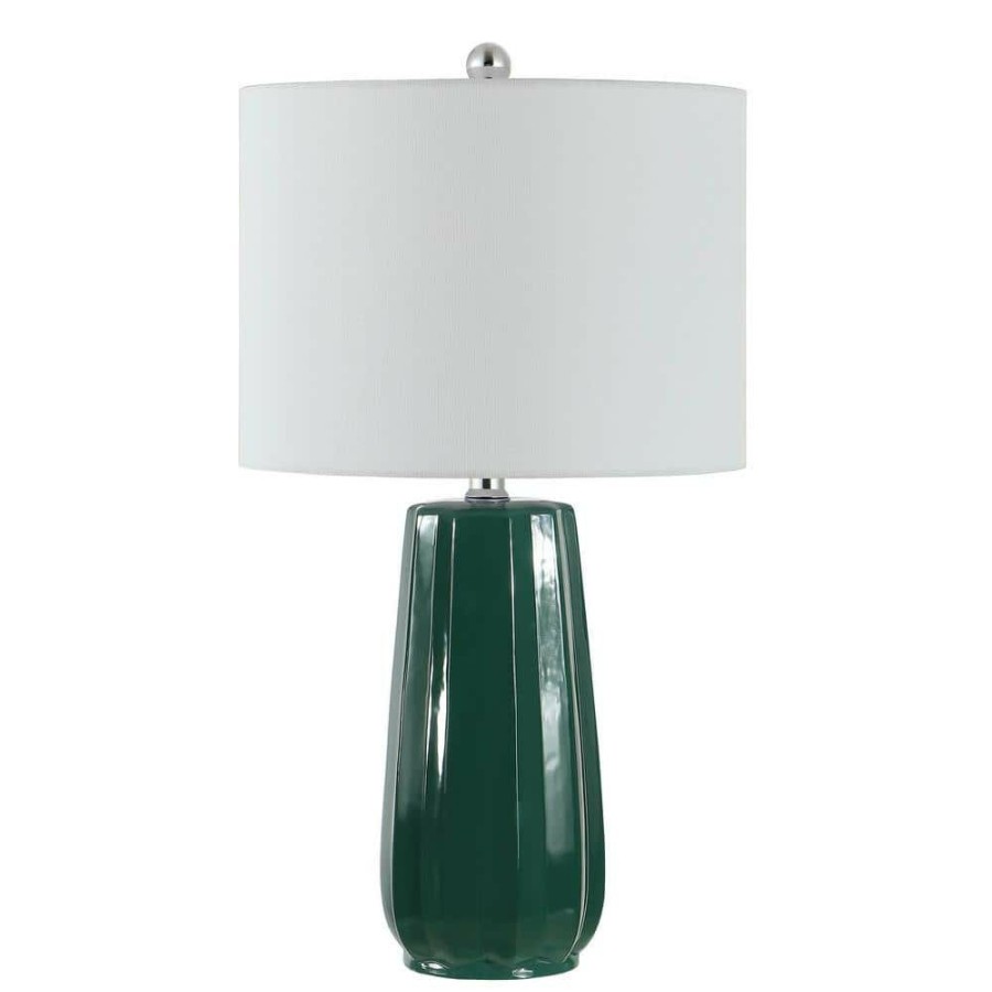 Lamps * | Yani 24.5 In. Dark Green Table Lamp With White Shade By Safavieh