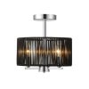 Flush Mount Lights * | 3-Light Polished Chrome Semi-Flush Mount Ceiling Light With Black Rattan Shade By Kawoti