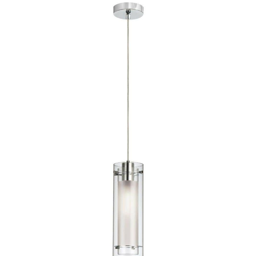 Pendant Lights * | Nella 1-Light Polished Chrome Pendant With Clear Frosted Glass By Radionic Hi Tech