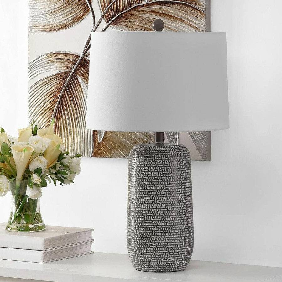 Lamps * | Celvin 26 In. Gray/White Table Lamp With White Shade By Safavieh