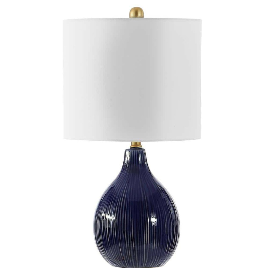 Lamps * | Calrus 22 In. Blue Table Lamp With White Shade By Safavieh