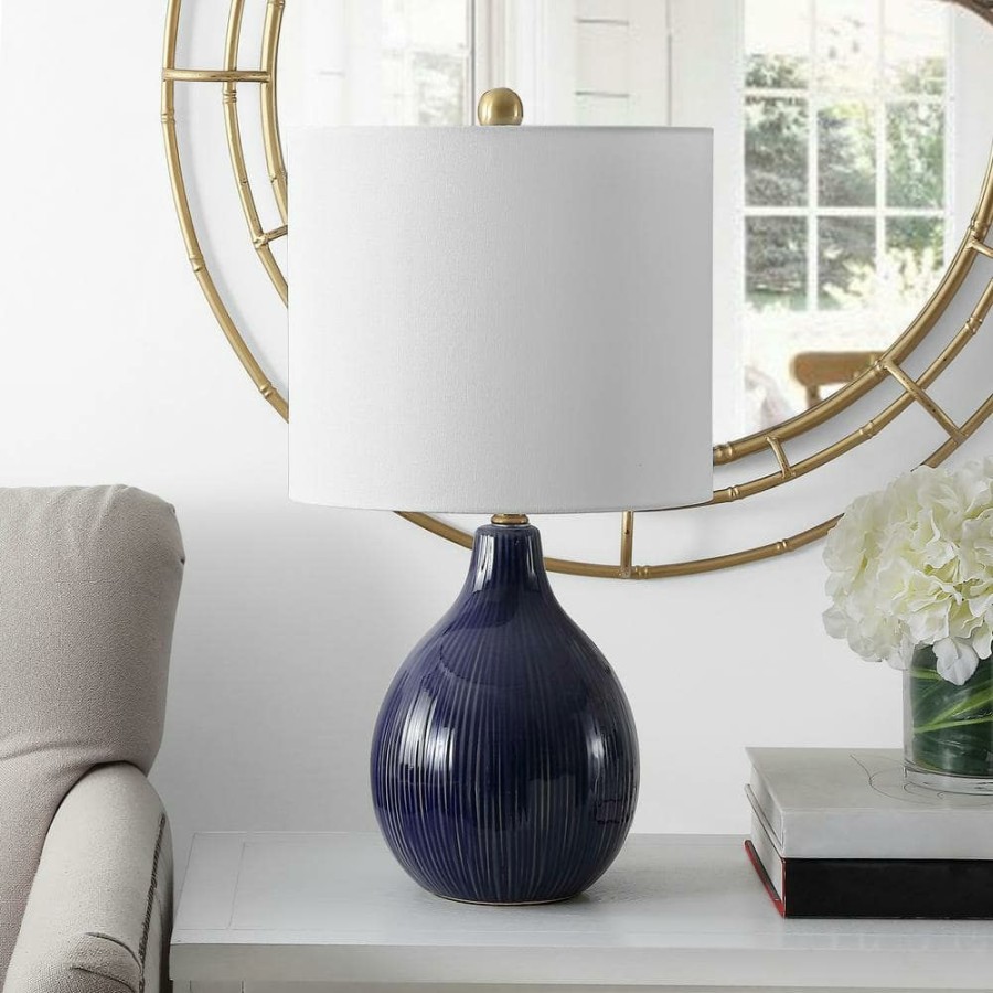 Lamps * | Calrus 22 In. Blue Table Lamp With White Shade By Safavieh