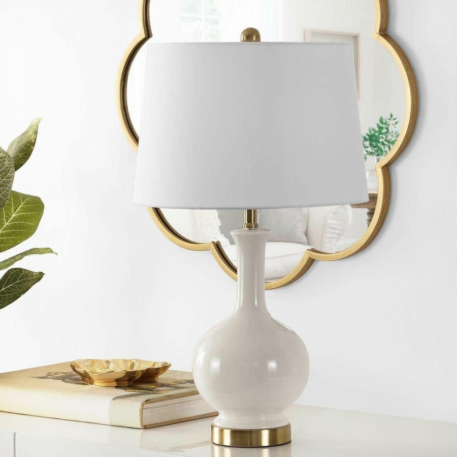 Lamps * | Bowie 26 In. Cream Table Lamp With White Shade By Safavieh