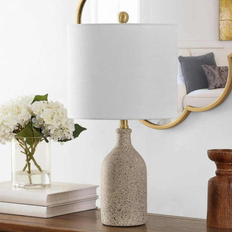 Lamps * | Gunnar 23 In. Sandy Table Lamp With White Shade By Safavieh