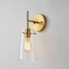 Vanity Lighting * | 1-Light Antique Brass Armed Sconce With Cone Glass Shade By Kawoti