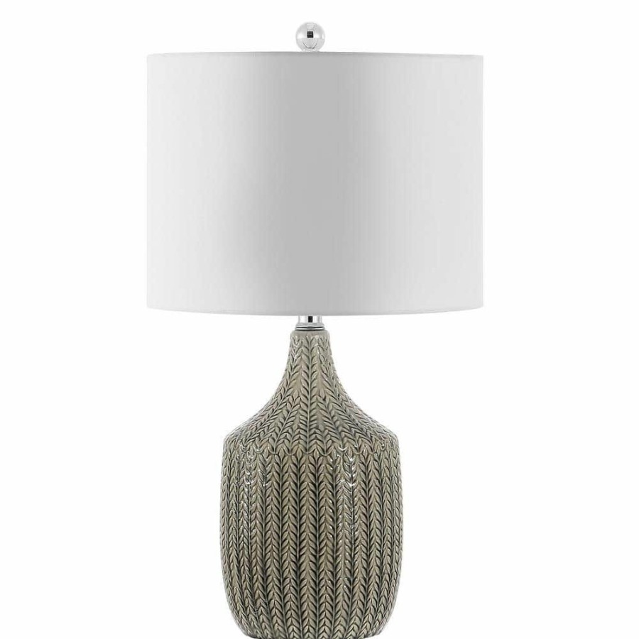 Lamps * | Secia 25 In. Gray Table Lamp With White Shade By Safavieh