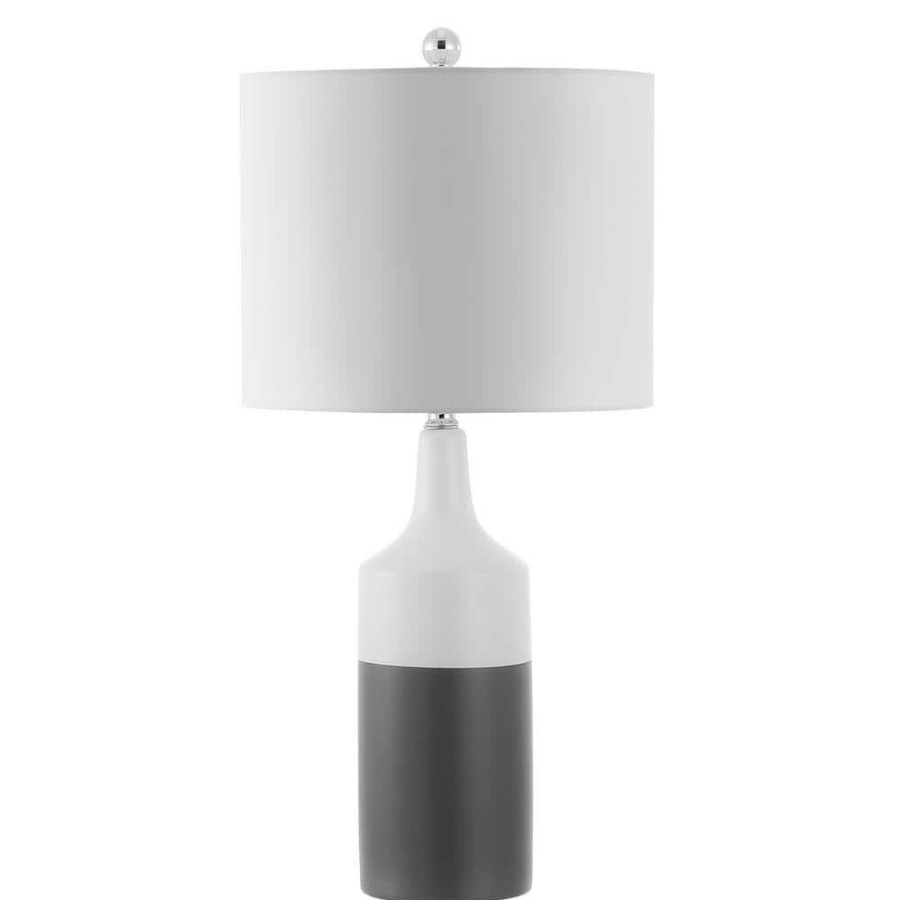 Lamps * | Enri 25.5 In. Gray/White Table Lamp With White Shade By Safavieh