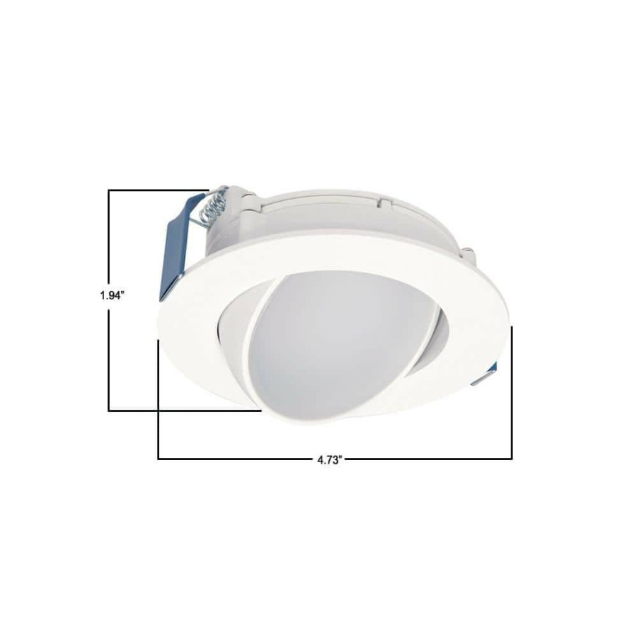 Recessed Lighting * | Hla 4 In. Color Selectable (2700K-5000K) Canless Recessed Wide Beam Adjustable Gimbal Trim Integrated Led Kit By Halo