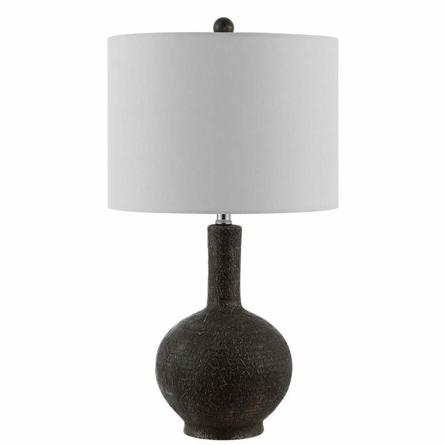 Lamps * | Carser 25 In. Dark Gray Table Lamp With White Shade By Safavieh