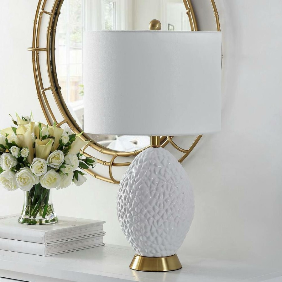 Lamps * | Kimli 24.5 In. White/Gold Table Lamp With White Shade By Safavieh