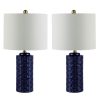 Lamps * | Artef 24 In. Navy Blue Table Lamp With White Shade (Set Of 2) By Safavieh