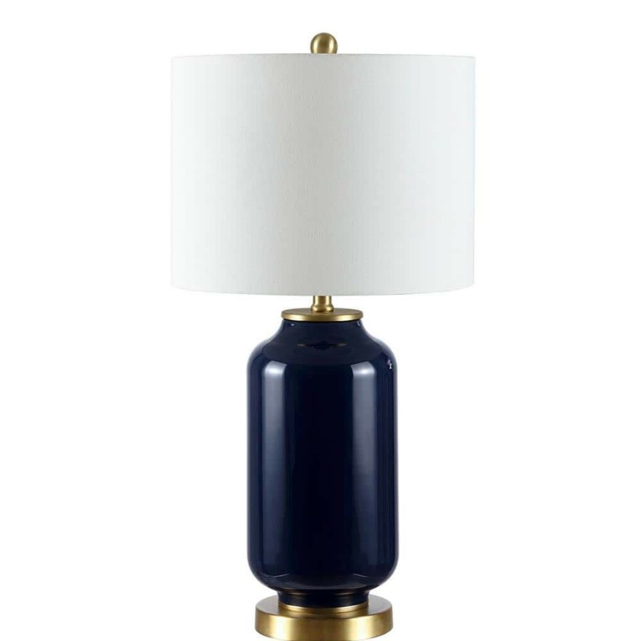 Lamps * | Amaia 26 In. Navy Table Lamp With White Shade By Safavieh