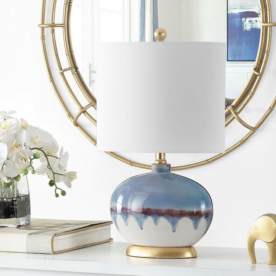 Lamps * | Koa 21 In. Blue Table Lamp With White Shade By Safavieh