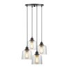 Chandeliers * | 17 In. 4-Lights Bronze Cluster Pendant With Drum Glass Shade By Kawoti