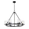 Chandeliers * | 6-Light 28.5 In. Wagon Wheel Chandelier With Glass Shade By Kawoti