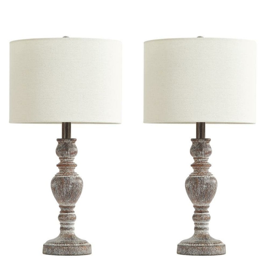 Lamps * | 23 In. Faux Wood Table Lamp Set (Set Of 2) By Kawoti