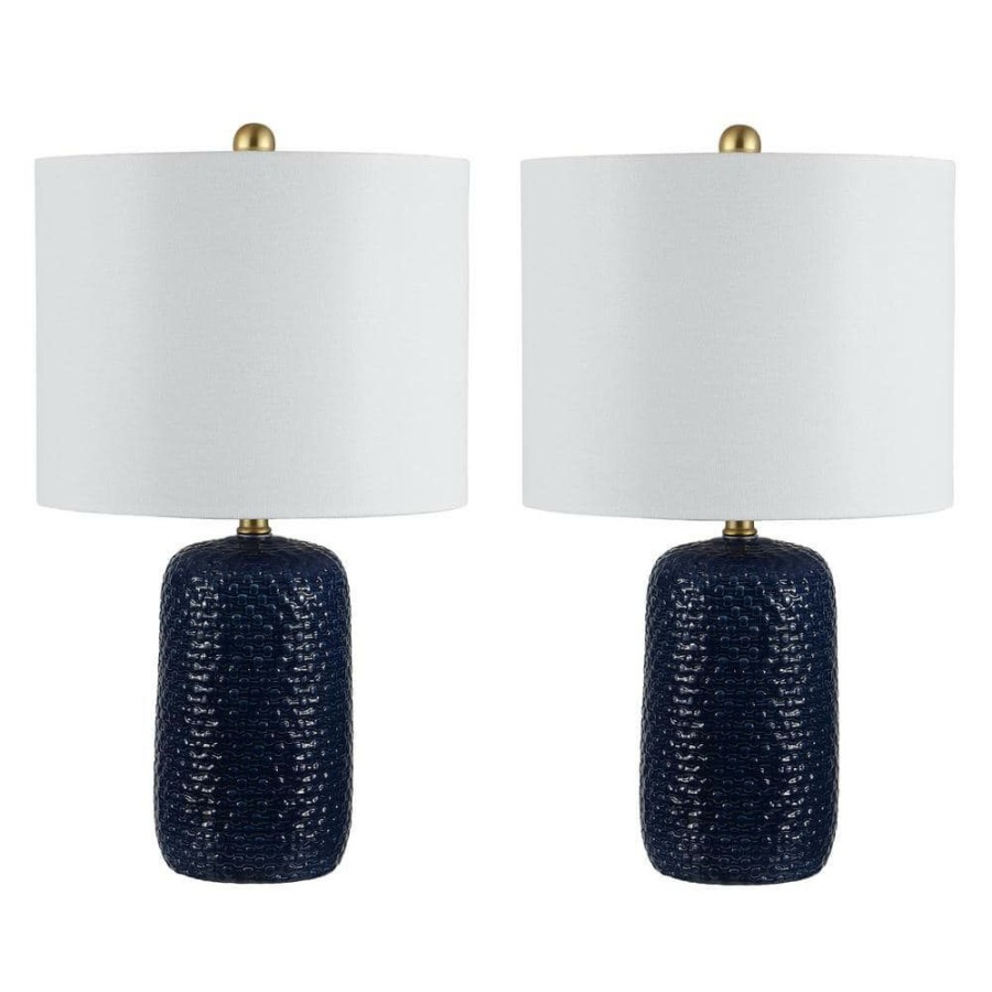 Lamps * | Huxley 22 In. Navy Blue Table Lamp With White Shade (Set Of 2) By Safavieh